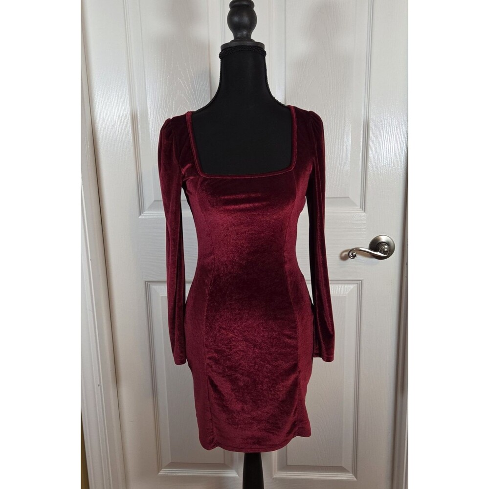 Red Velvet Stretchy Bodycon Mini Dress Women's Size XSmall